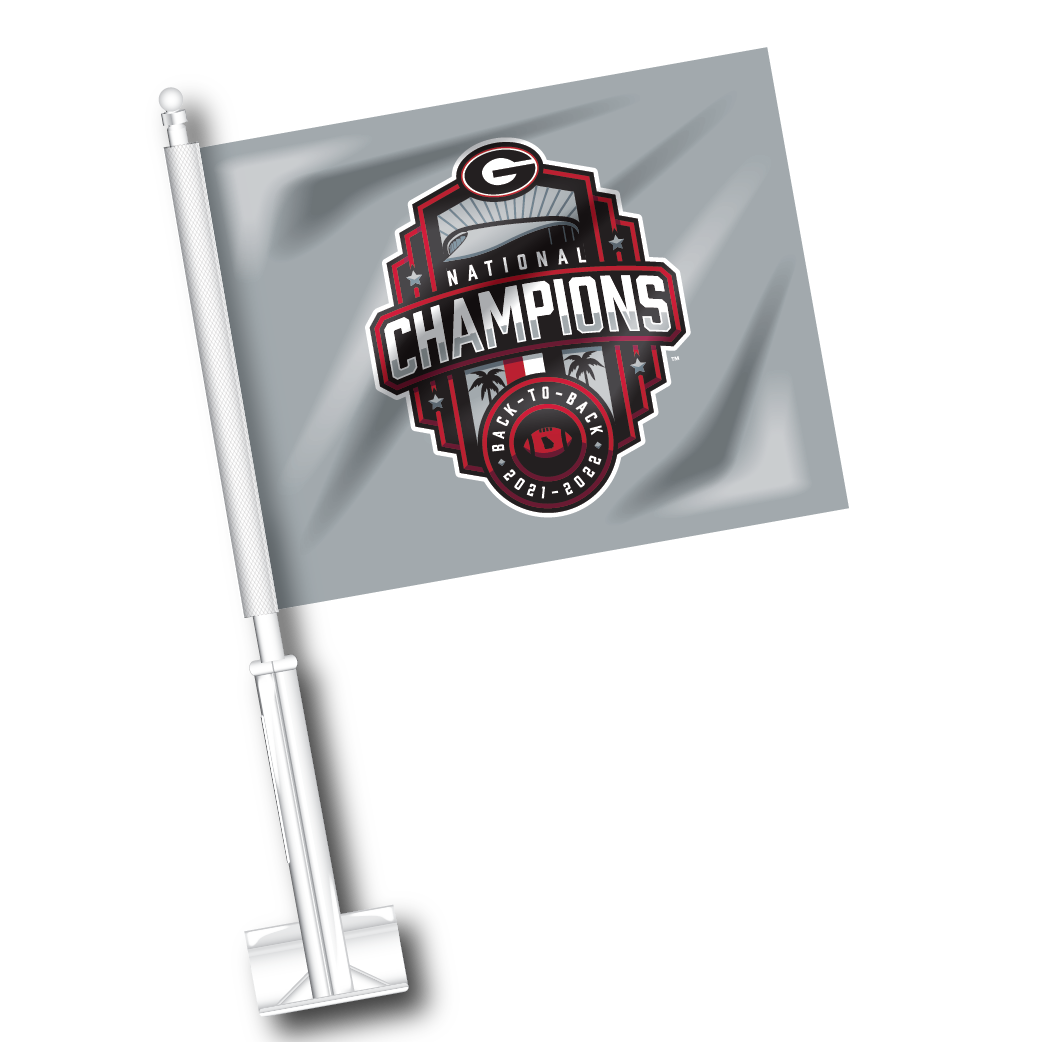 Georgia Bulldogs National Champs 2022 Car Flag Silver