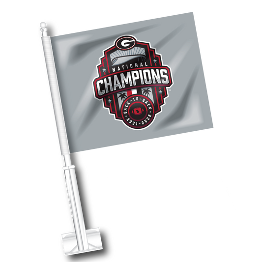 Georgia Bulldogs National Champs 2022 Car Flag Silver