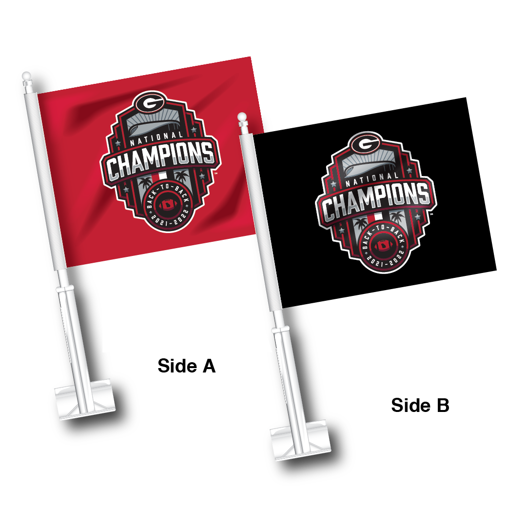 Georgia Bulldogs National Champs 2022 Car Flag Dual Sided Red/Black Jaymac