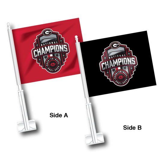 Georgia Bulldogs National Champs 2022 Car Flag Dual Sided Red/Black Jaymac