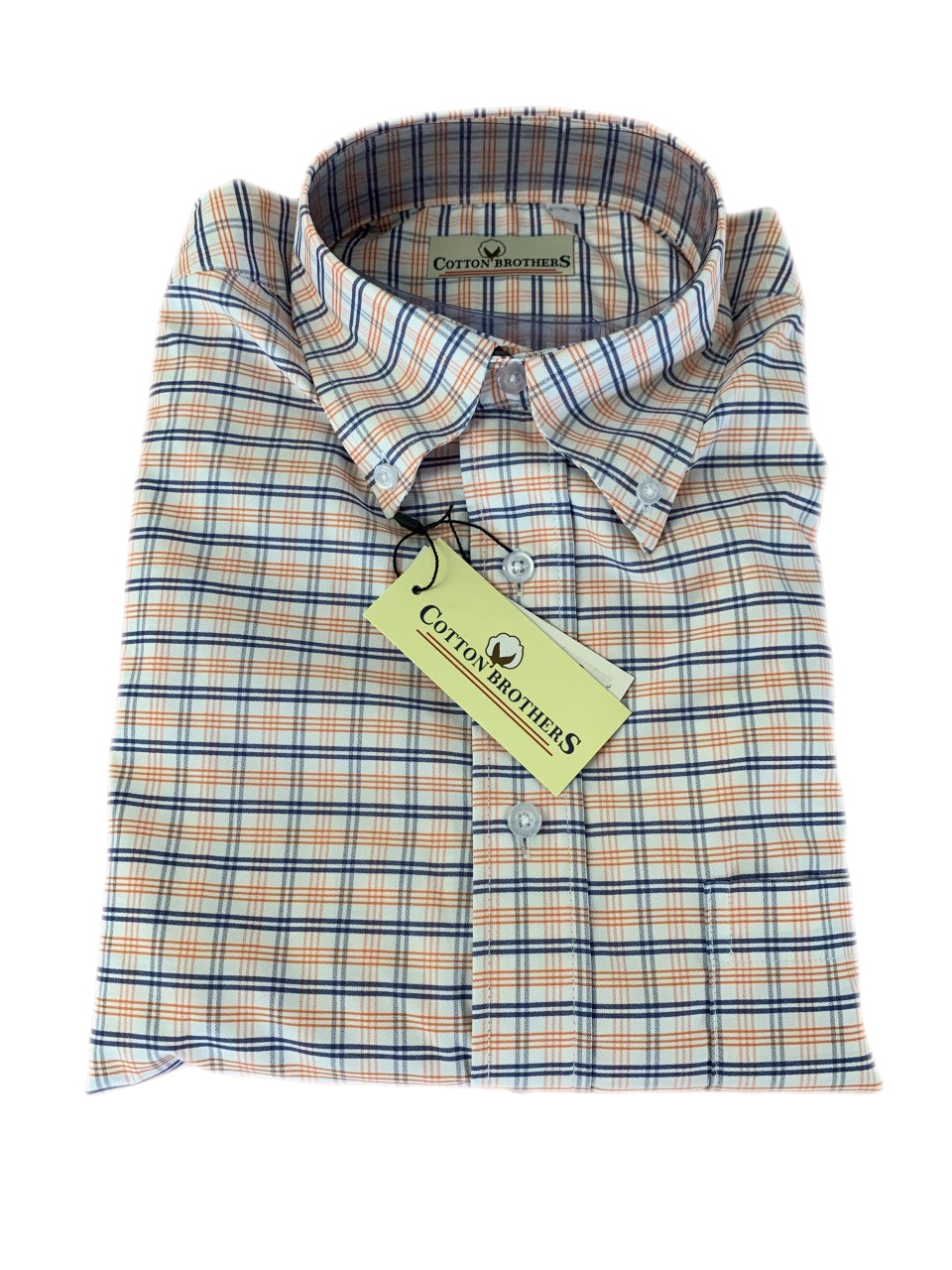 Cotton Brothers Driway Long Sleeve Button Up Orange/Blue