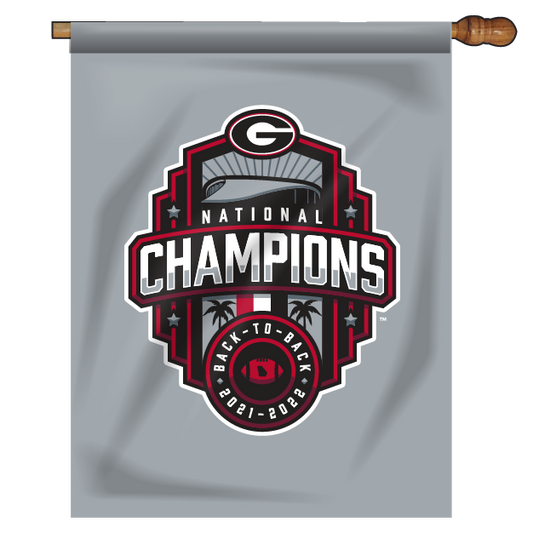 Georgia Bulldogs National Champions 22 House Flag Silver