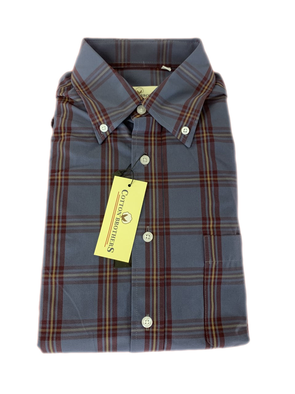 Cotton Brothers Driway Long Sleeve Button Up Navy/Crimson