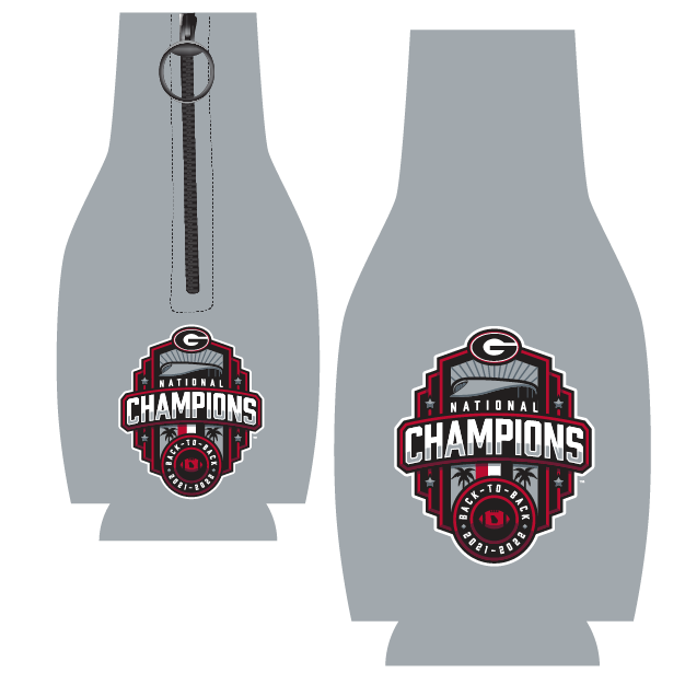 Georgia Bulldogs National Champions 22 Bottle Coozie Silver