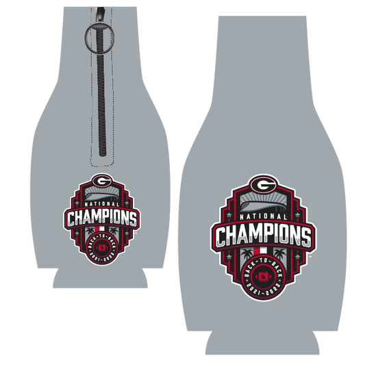 Georgia Bulldogs National Champions 22 Bottle Coozie Silver