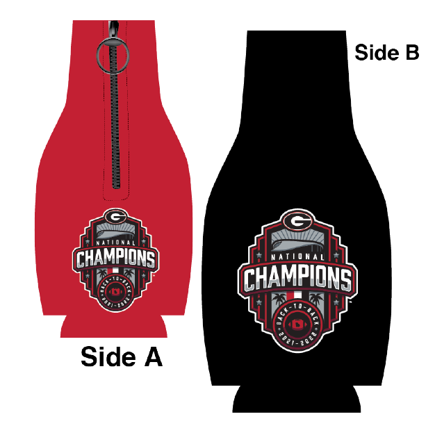 Georgia Bulldogs National Champions 22 Bottle Coozie Dual Sided Jaymac