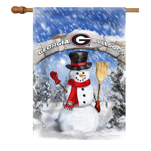Georgia Bulldogs Garden Flag Snow Man Arch Jaymac