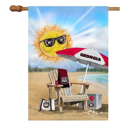 Georgia Bulldogs House Flag Beach Scene Jaymac