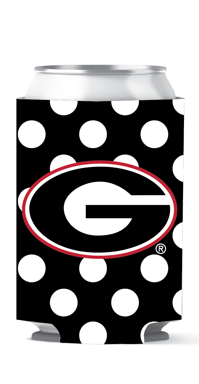 Georgia Bulldogs Can Coozie Dots Black