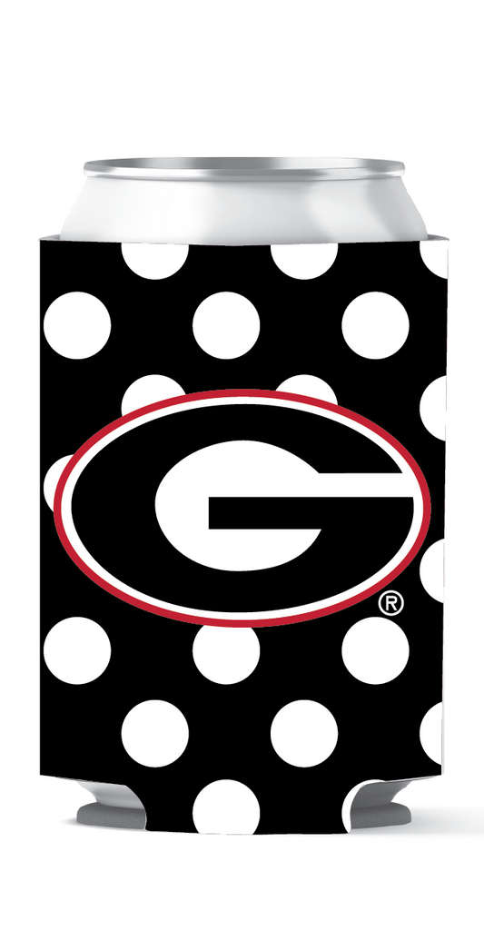 Georgia Bulldogs Can Coozie Dots Black