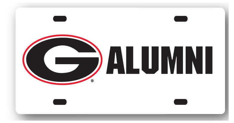 Georgia Bulldogs White Plastic License Plate Alumni Jaymac