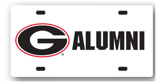 Georgia Bulldogs White Plastic License Plate Alumni Jaymac