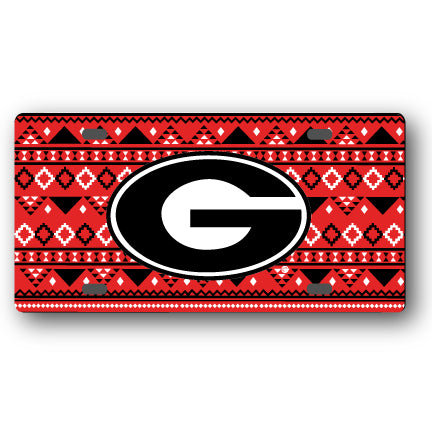 Georgia Bulldogs Metal License Plate Aztec Red
