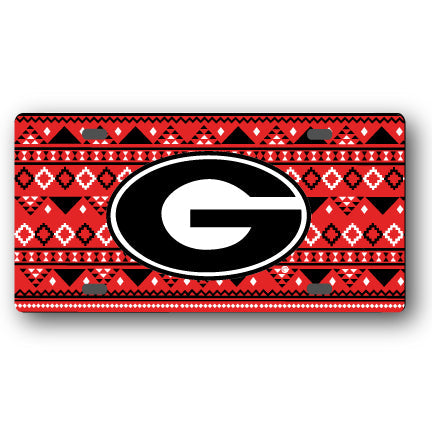 Georgia Bulldogs Metal License Plate Aztec Red Jaymac