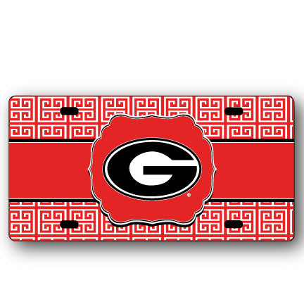 Georgia Bulldogs Metal License Plate Greek Red Jaymac