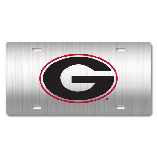 Georgia Bulldogs Metal License Plate Silver Jaymac