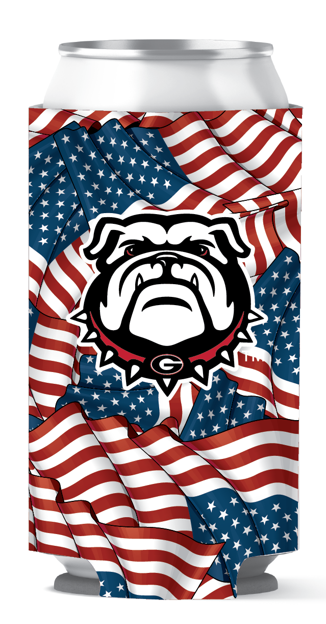 Georgia Bulldogs Tall Can Coozie American Flag etcoutfitters