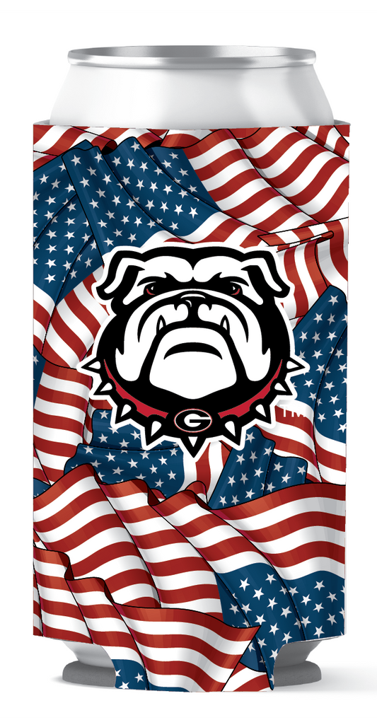 Georgia Bulldogs Tall Can Coozie American Flag etcoutfitters