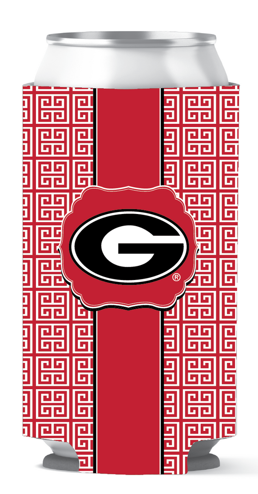 Georgia Bulldogs Tall Can Coozie Greek Key Red etcoutfitters