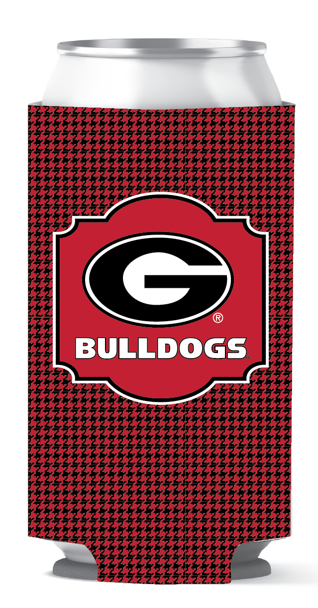 Georgia Bulldogs Tall Can Coozie Houndstooth Red etcoutfitters