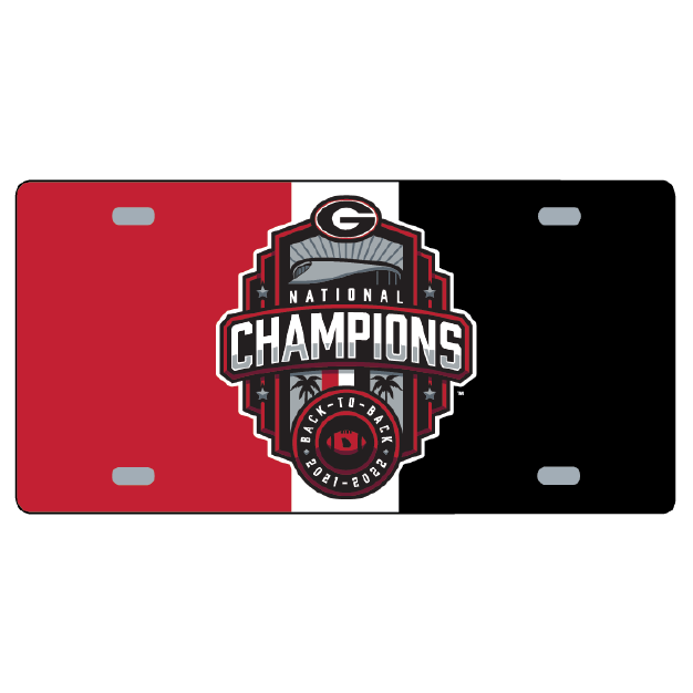 Georgia Bulldogs National Champions 22 Metal License Plate Red/White/Black