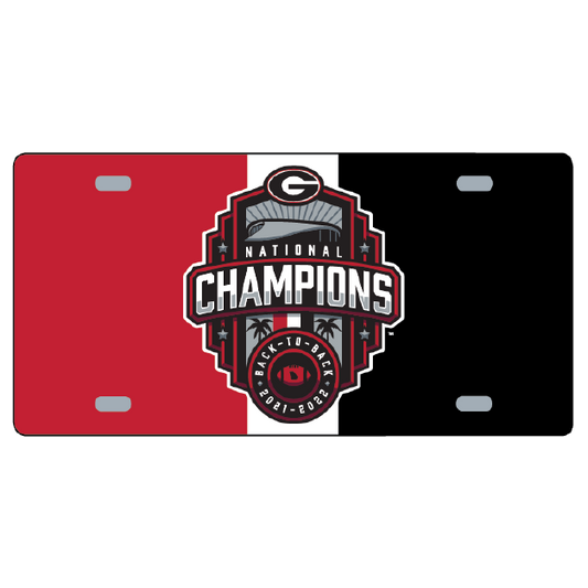 Georgia Bulldogs National Champions 22 Metal License Plate Red/White/Black