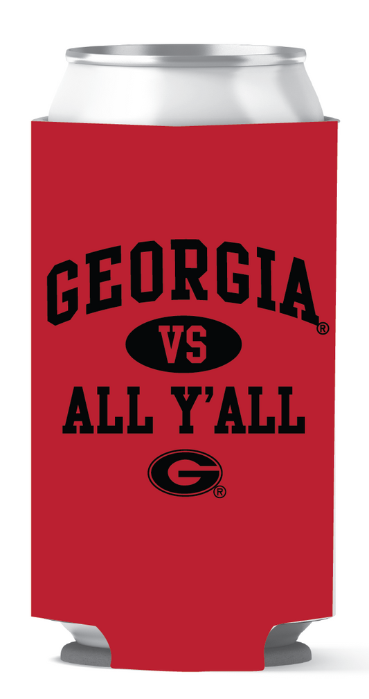 Georgia Bulldogs Tall Can Coozie Vs All Yall Red etcoutfitters