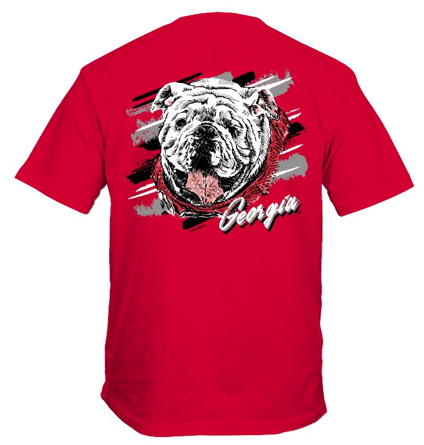 Georgia Bulldogs Sketch Mascot Shirt Red