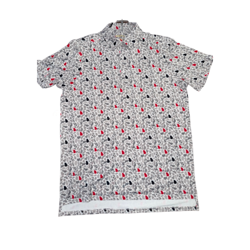 Meripex Mens Polo White Camo GA Print Meripex Apparel