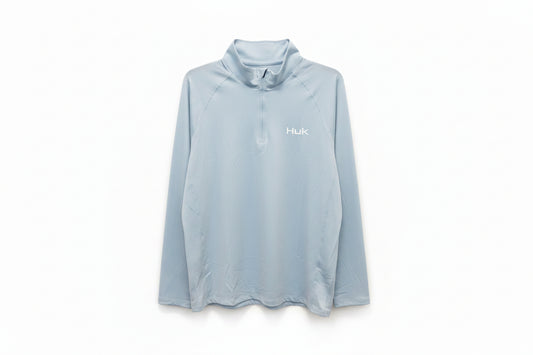 Huk Airweight Tech LS 1/4 Zip coastal Drift Heather Huk