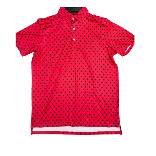 Meripex Youth Red Standing Dog Silhouette Print Polo Meripex Apparel