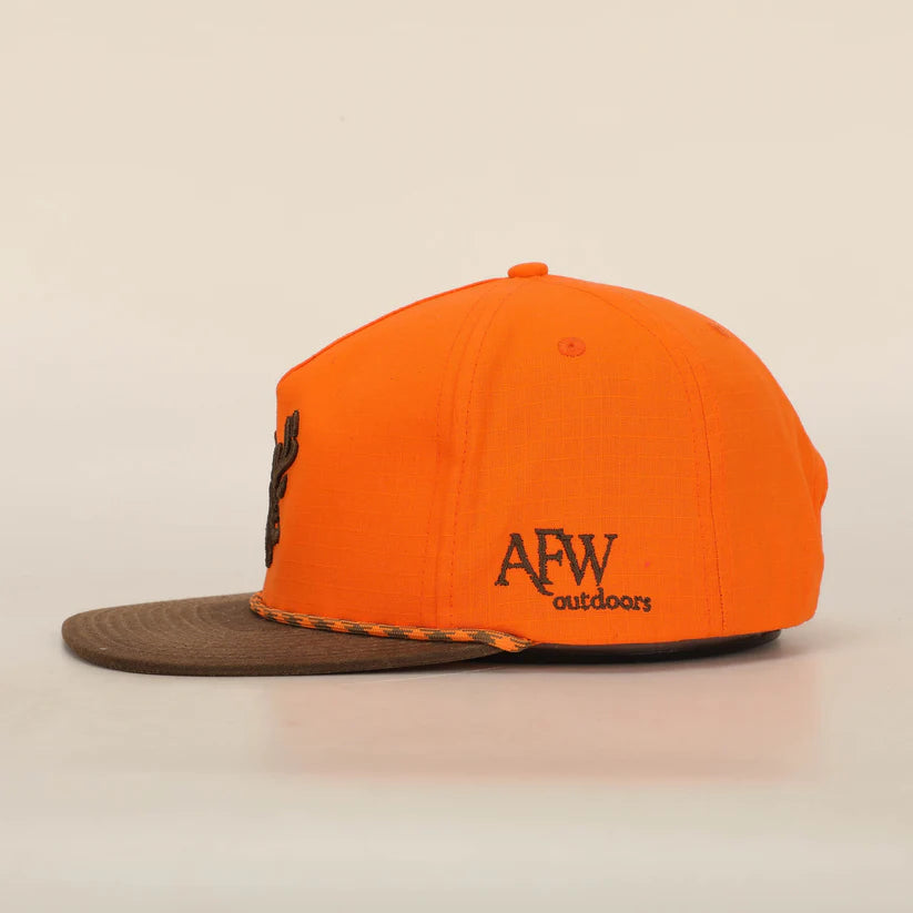 American Flyway AFW BLAZE ORANGE AND BROWN RIPSTOP PUFF DEER ROPE HAT AFW Outdoors