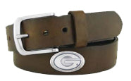 Zep-Pro Georgia Bulldogs Brown Leather Belt - Oval G Zep-Pro