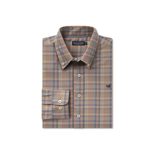 Southern Marsh Benton Grid Dress Shirt Burnt Taupe Southern Marsh