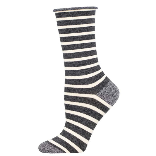 Sock Smith Black and White Bamboo Crew Sailor Stripe Socks