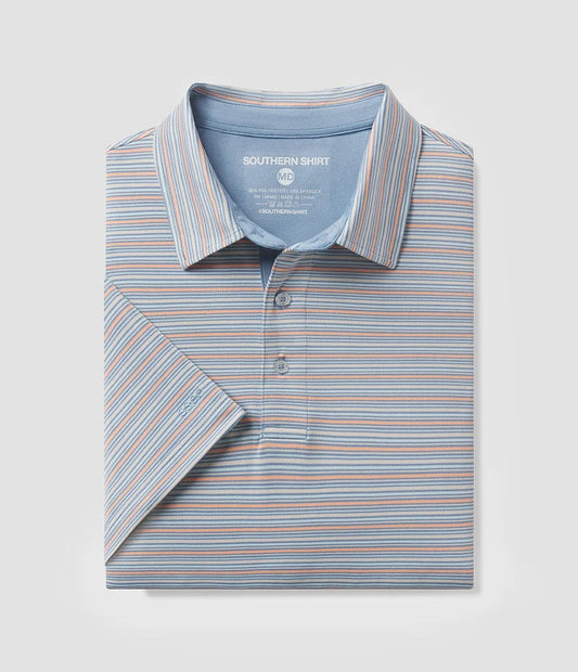 Southern Shirt Co Blue Lagoon Sawgrass Stripe Polo Southern Shirt Co