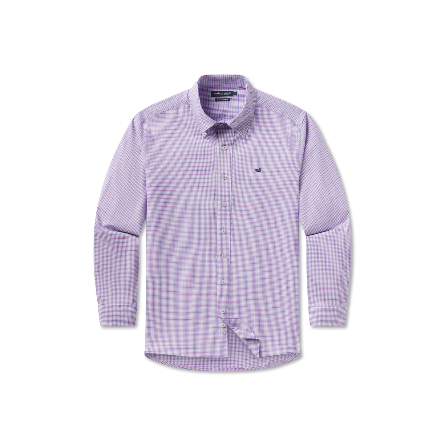 Southern Marsh Dyer Performance Gingham Dress Shirt Wharf Purple and Wine