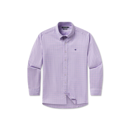 Southern Marsh Dyer Performance Gingham Dress Shirt Wharf Purple and Wine
