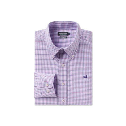Southern Marsh Dyer Performance Gingham Dress Shirt Wharf Purple and Wine