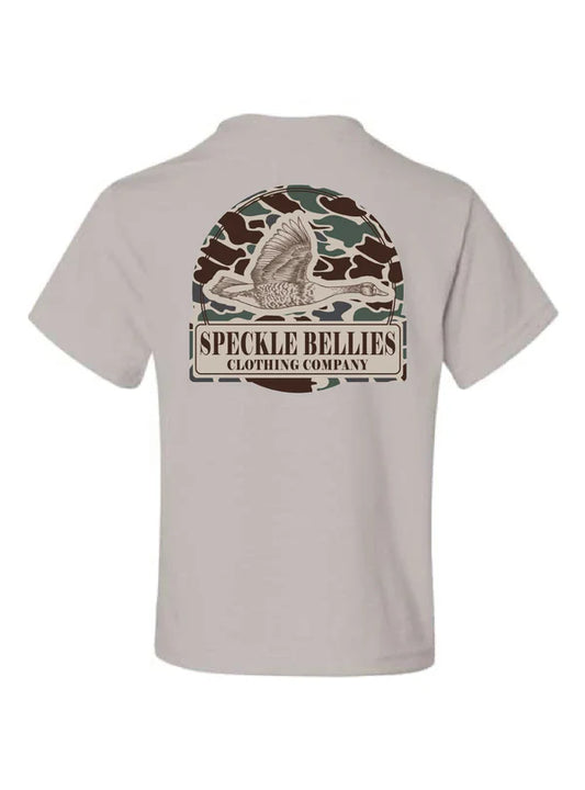 Speckle Bellies Youth Camo Arch Shirt Silver