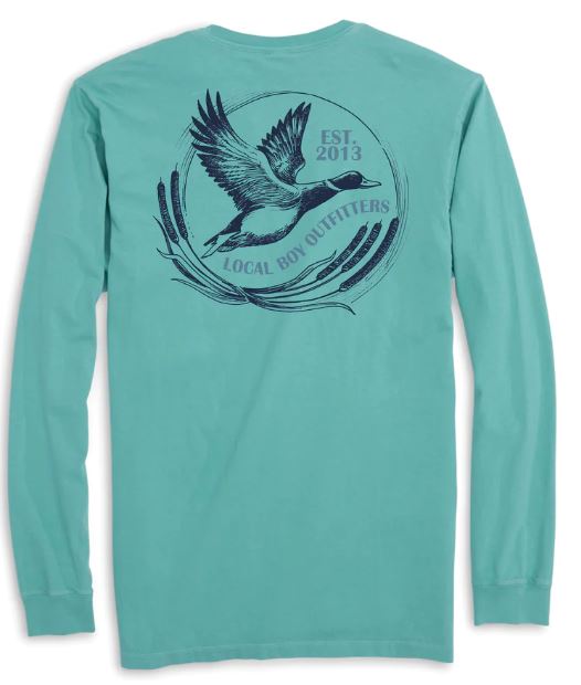 Local Boy Long Sleeve Cattails Shirt Seafoam Local Boy Outfitters