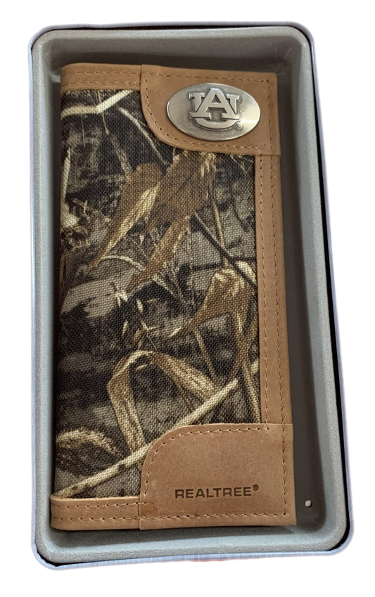 Zep-Pro Auburn Tigers Leather Checkbook Wallet Camo