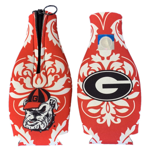 Jaymac Georgia Bulldogs Damask Red Bottle Coozie
