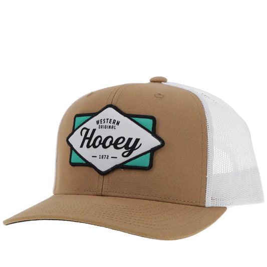 Hooey "DIAMOND" HAT TAN/WHITE W/TEAL/WHITE & BLACK PATCH Hooey