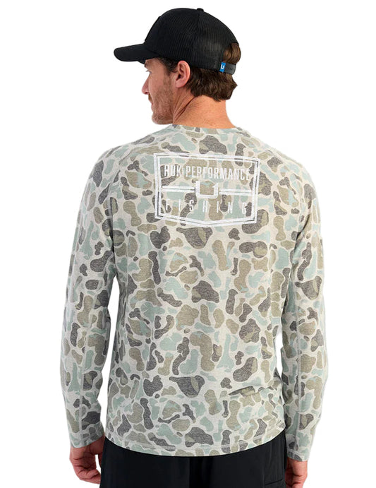 Huk Drift Performance Tee Long Sleeve Volcanic Ash Huk