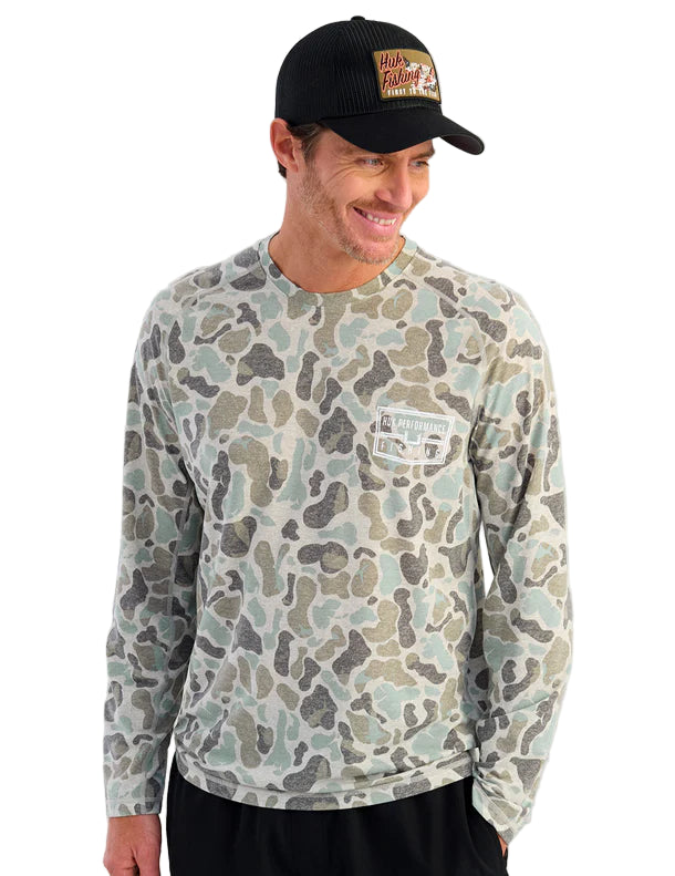 Huk Drift Performance Tee Long Sleeve Volcanic Ash Huk