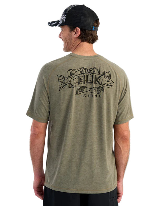 Huk Drift Performance Tee Heather Moss Huk
