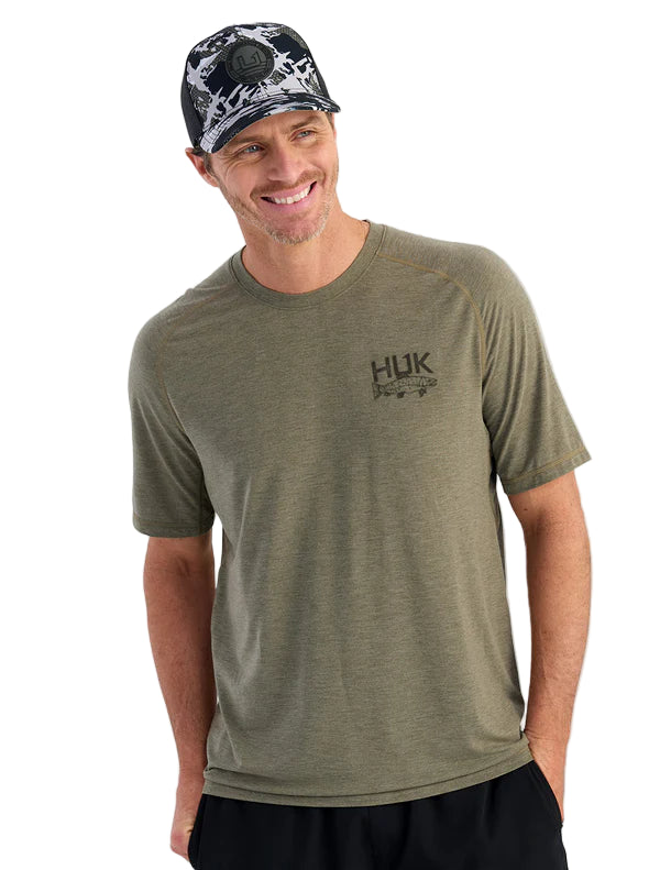 Huk Drift Performance Tee Heather Moss Huk