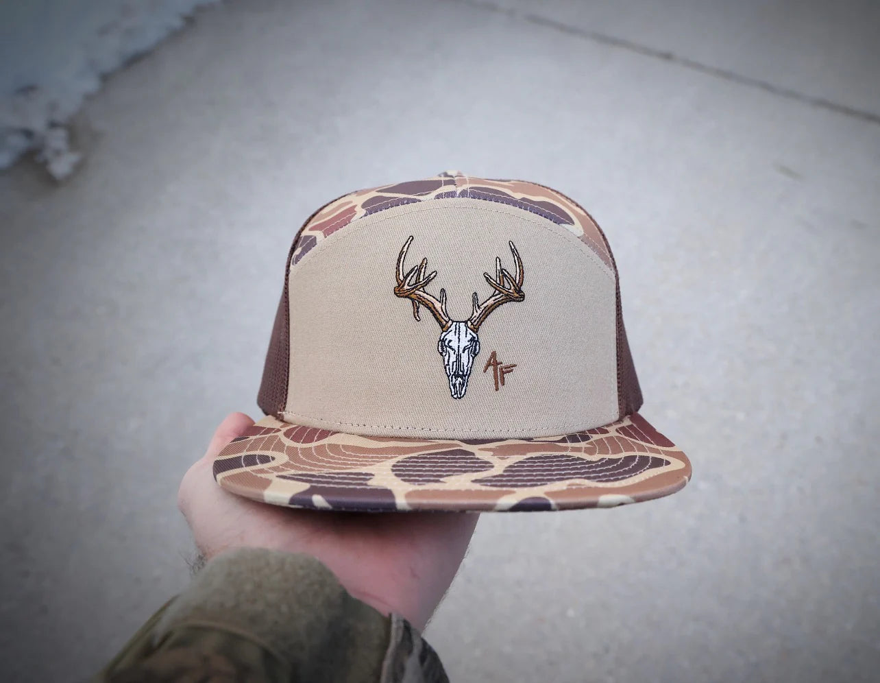 American Fetcher European Skull 7 Panel Duck Camo Hat American Fetcher