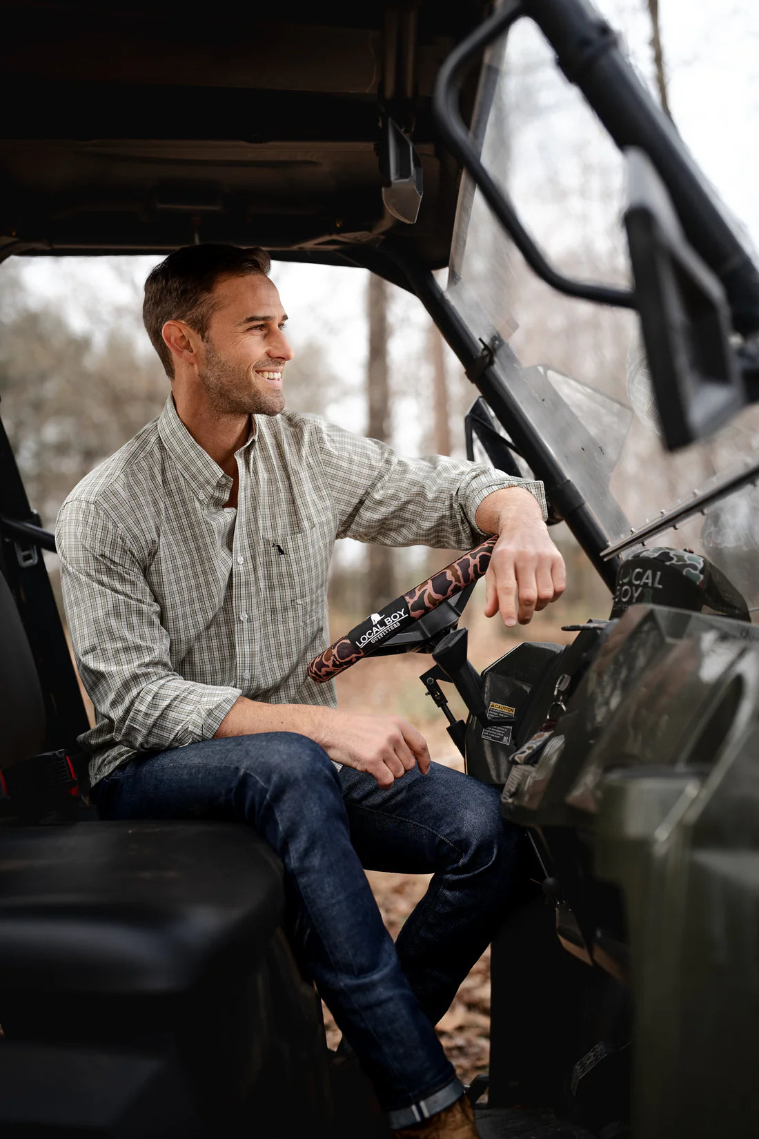 Local Boy Faulk Dress Shirt Olive/Forest/Brown